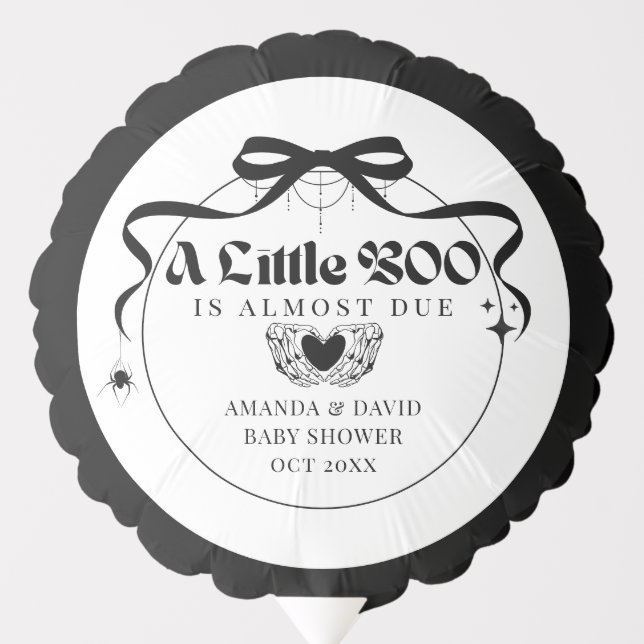 Little Boo Minimal Gothic Halloween Baby Shower Balloon (Front)