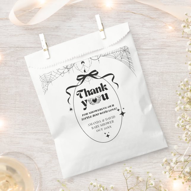Little Boo Minimal Gothic Halloween Baby Shower Favor Bag (Clipped)