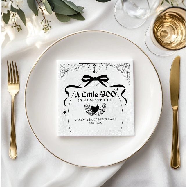 Little Boo Minimal Gothic Halloween Baby Shower Napkins (Creator Uploaded)