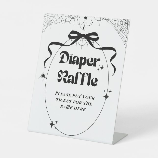 Little Boo Minimal Gothic Halloween Baby Shower  Pedestal Sign (Front)