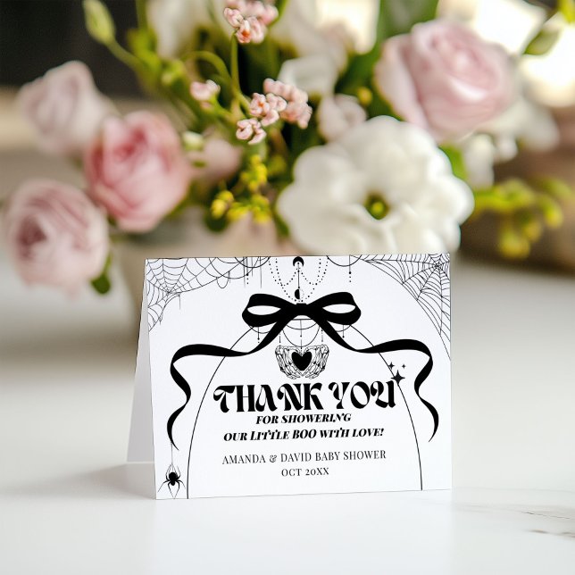 Little Boo Minimal Gothic Halloween Baby Shower Thank You Card (Creator Uploaded)