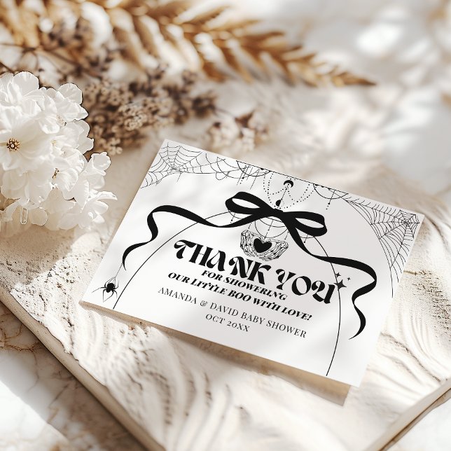Little Boo Minimal Gothic Halloween Baby Shower Thank You Card (Creator Uploaded)