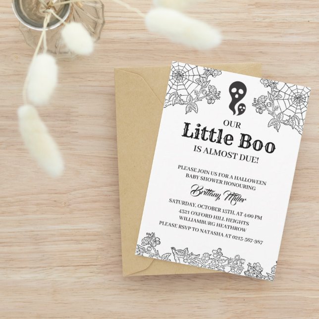 Little Boo Minimalist Halloween Baby Shower  Invitation (Creator Uploaded)