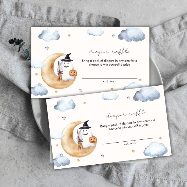 Little Boo Moon Star Diaper Raffle Baby Shower  Enclosure Card (Little Boo Moon Star Diaper Raffle Baby Shower Enclosure Card)