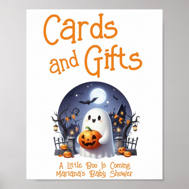 Little Boo Neutral Baby Shower Cards & Gifts Poster (Front)