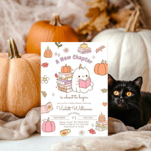 Little Boo New Chapter Autumn Fall Baby Shower Invitation