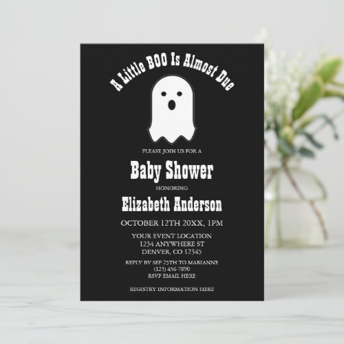 Little BOO On The Way Halloween Ghost Baby Shower Invitation