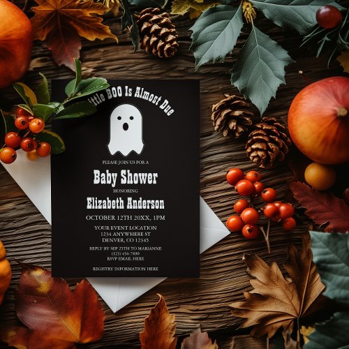 Little BOO On The Way Halloween Ghost Baby Shower Invitation