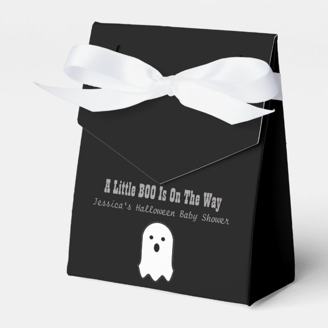 Little BOO On The Way Halloween Ghost Favor Boxes (Front Side)