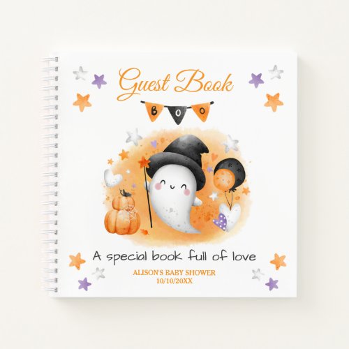 Little Boo Orange Baby shower Guest Book