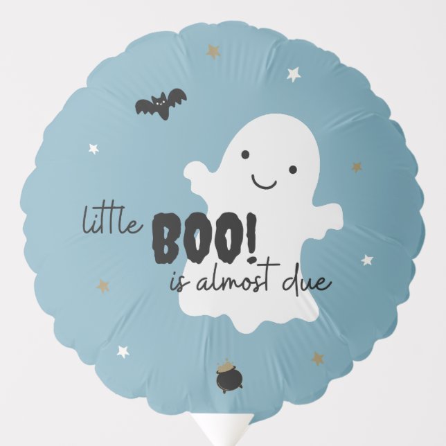 Little BOO Pastel Blue Halloween Baby Shower  Balloon (Front)