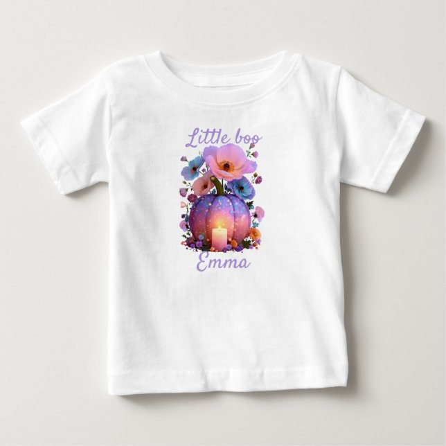 Little Boo Personalized Girl Halloween T-Shirt (Front)