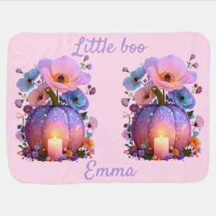 Little Boo Personalized Girl Halloween T-Shirt Baby Blanket