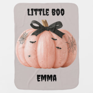 Little Boo Personalized Halloween Pumpkin Baby Blanket