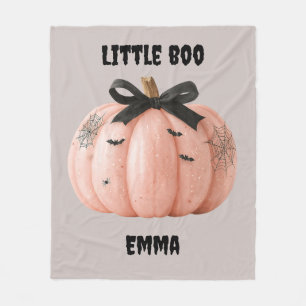 Little Boo Personalized Halloween Pumpkin Fleece Blanket