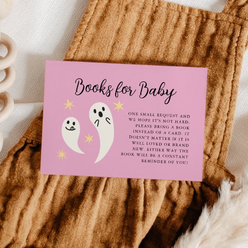 Little Boo Pink Baby Shower Book Request  Enclosure Card