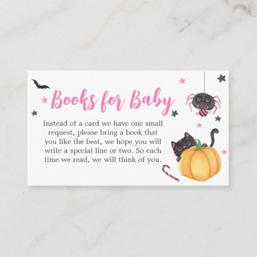 Little Boo Pink Baby Shower Books for Baby Enclosure Card