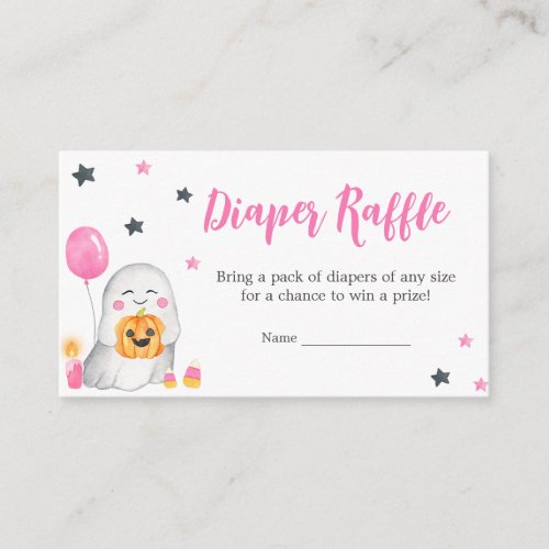 Little Boo Pink Baby Shower Diaper Raffl Enclosure Card