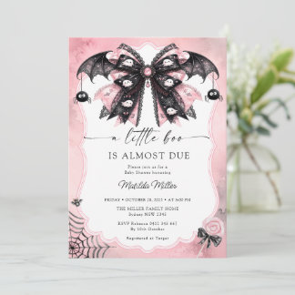 Little Boo Pink Black Bow Baby Shower Invitation