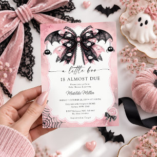 Little Boo Pink Black Bow Baby Shower Invitation