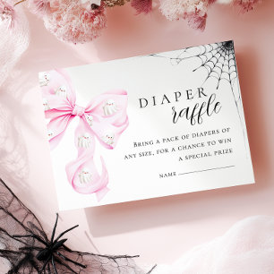 Little Boo PINK Bow Baby Shower Diaper Raffle Enclosure Card