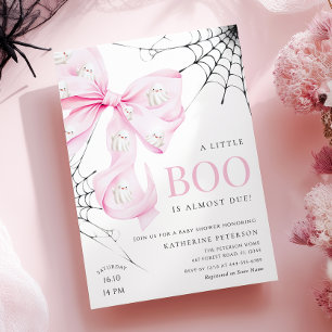 Little Boo PINK Bow Baby Shower Invitation