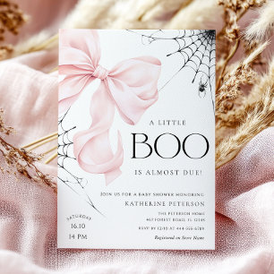Little Boo Pink Bow Baby Shower Invitation
