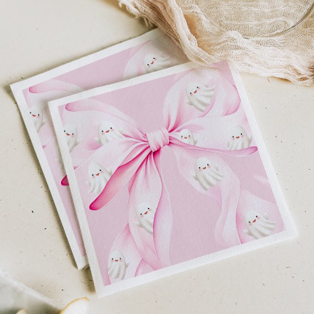 Little Boo PINK Bow Baby Shower Napkins (Creator Uploaded)
