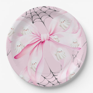 Little Boo PINK Bow Baby Shower Paper Plates