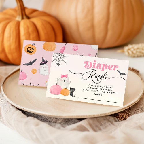 Little Boo pink Diaper raffle ticket Enclosure Card