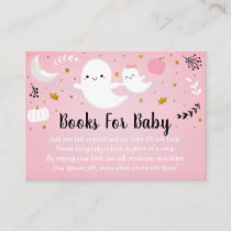 Little Boo Pink Ghost Baby Shower Book Request Enclosure Card