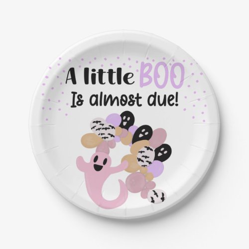 Little Boo Pink Ghost Girls Baby Shower  Paper Pla Paper Plates