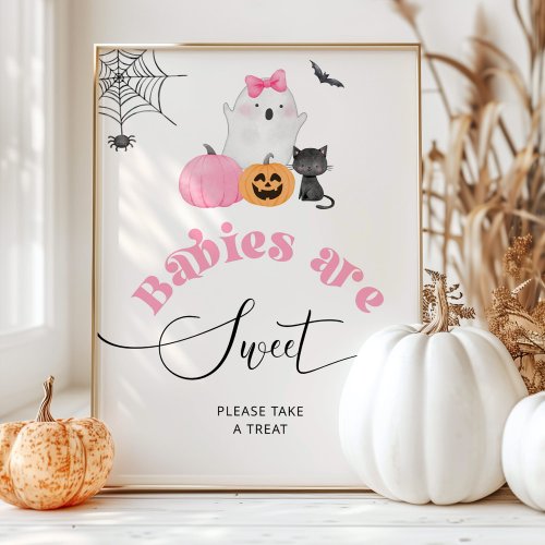 Little Boo pink ghost Halloween Babies are sweet Poster