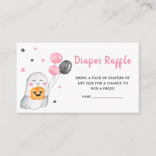 Little Boo Pink Ghost Halloween Diaper Raffle Enclosure Card