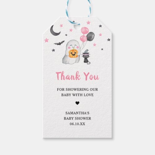 Little Boo Pink Ghost Halloween Favor Tags