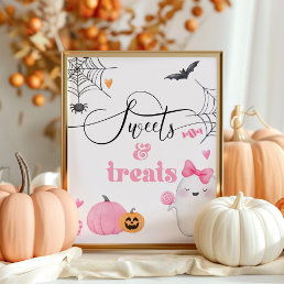 Little Boo pink ghost Halloween Sweets and treats  Poster