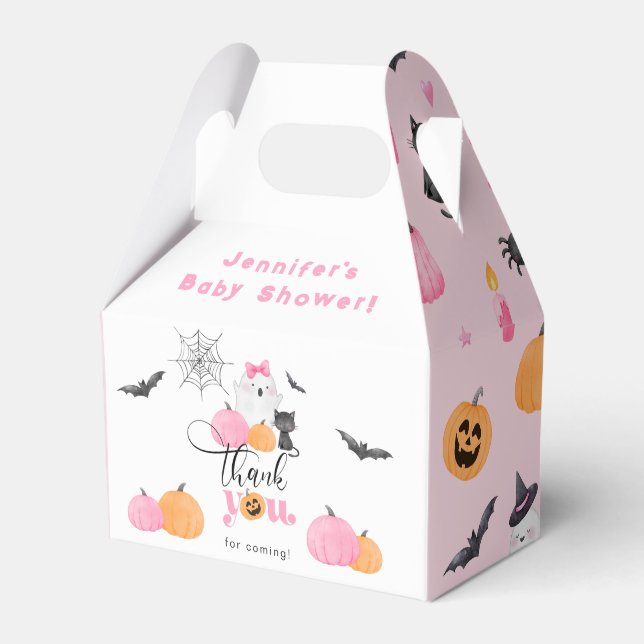 Little Boo Pink Girl Baby Shower Favor Boxes (Front Side)