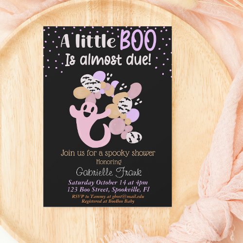 Little Boo Pink Girl Ghost Baby Shower Invitation