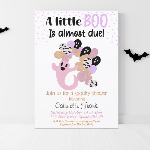 Little Boo Pink Girl Ghost Baby Shower Invitation