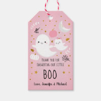 Little Boo Pink Girl Ghost Baby Shower Thank You Gift Tags