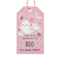 Little Boo Pink Girl Ghost Baby Shower Thank You Gift Tags