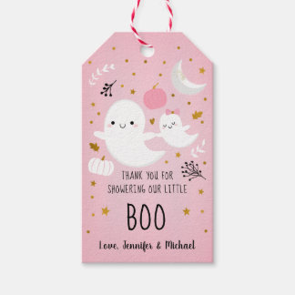 Little Boo Pink Girl Ghost Baby Shower Thank You Gift Tags