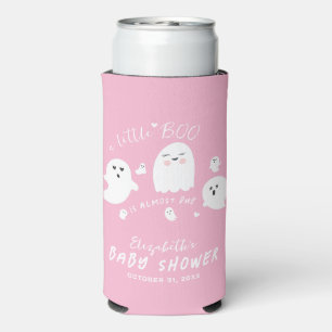 Little Boo Pink Girl Halloween Baby Shower Seltzer Can Cooler