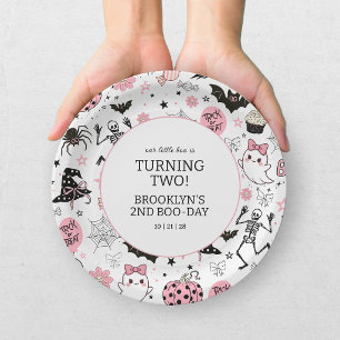 Little Boo Pink Girl Halloween Birthday Paper Plates