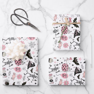 Little Boo Pink Girl Halloween Birthday Wrapping Paper Sheets