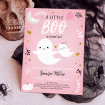 Little Boo Pink Gold Ghost Pumpkin Baby Shower Invitation