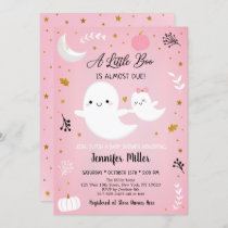 Little Boo Pink Gold Ghost Pumpkin Baby Shower Invitation