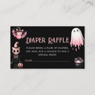 Little Boo Pink Halloween Baby Shower Diaper Raffl Enclosure Card