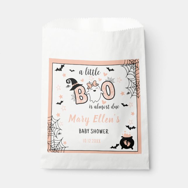 LITTLE BOO PINK HALLOWEEN BABY SHOWER FAVOR BAG (Front)