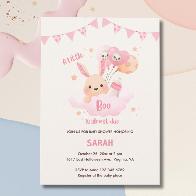 Little Boo Pink Halloween Baby Shower Invitations  (Little Boo Pink Halloween Baby Shower Invitations)